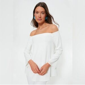 Tuckernuck Miranda Off Shoulder 3/4 Length Top White NWOT XS